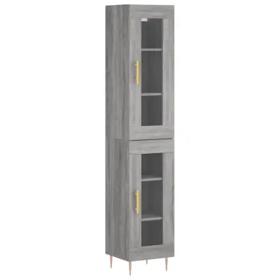 Visoka omara - Komoda - Predalnik siva sonoma 34,5x34x180 cm inženirski les
