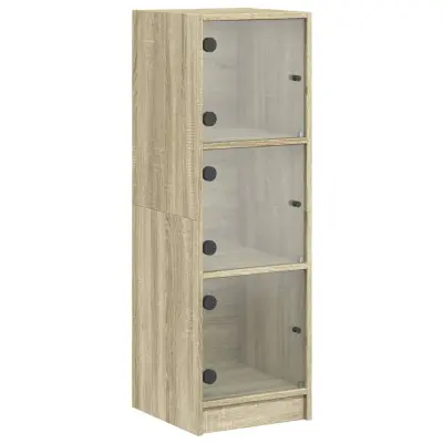 Visoka omara - Komoda - Predalnik s steklenimi vrati sonoma hrast 35x37x109 cm