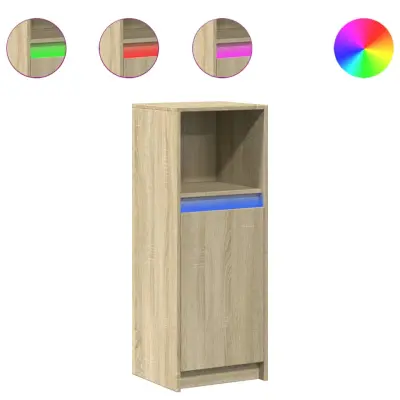 Komoda - Predalnik z LED sonoma hrast 38x34x100 cm inženirski les
