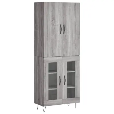 Visoka Komoda - Predalnik siva sonoma 69,5x34x180 cm inženirski les