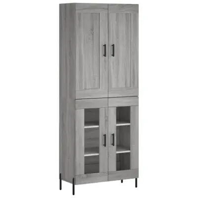 Visoka Komoda - Predalnik siva sonoma 69,5x34x180 cm inženirski les