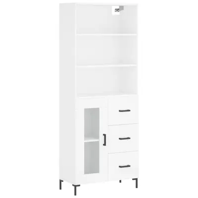 Visoka omara - Komoda - Predalnik bela 69,5x34x180 cm inženirski les