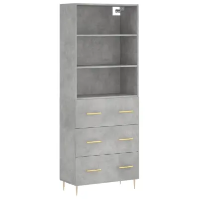 Visoka Komoda - Predalnik betonsko siva 69,5x34x180 cm inženirski les