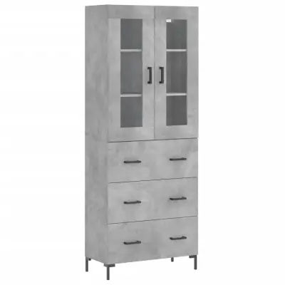 Visoka Komoda - Predalnik betonsko siva 69,5x34x180 cm inženirski les