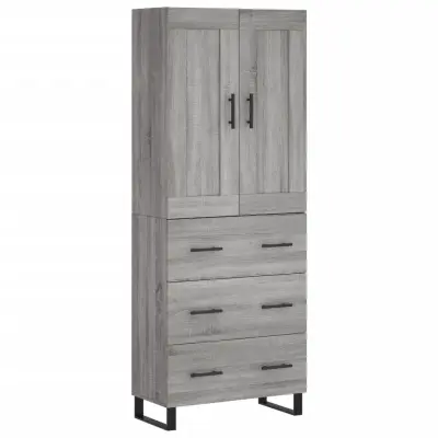 Visoka Komoda - Predalnik siva sonoma 69,5x34x180 cm inženirski les