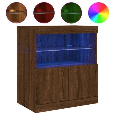 Komoda - Predalnik z LED lučkami dimljen rjav hrast 60x37x67 cm