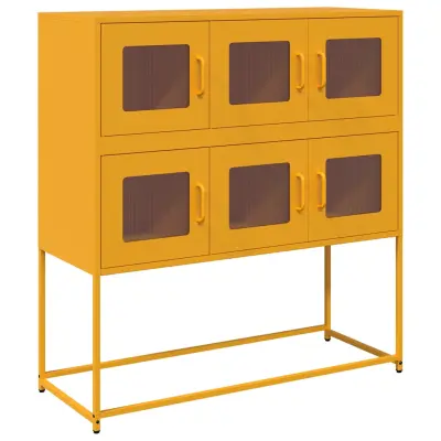Komoda - Predalnik gorčično rumena 100,5x39x107 cm hladno valjano jeklo