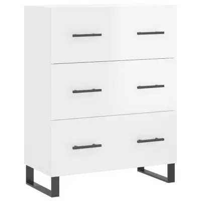 Komoda - Predalnik visok sijaj bela 69,5x34x90 cm inženirski les