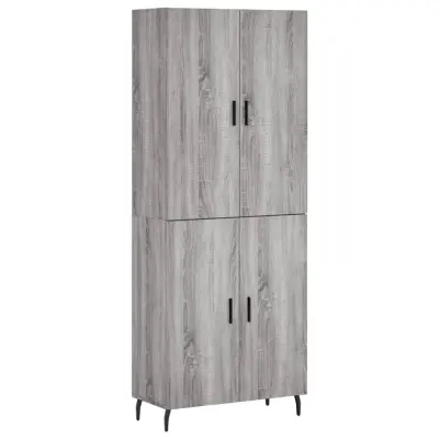 Visoka Komoda - Predalnik siva sonoma 69,5x34x180 cm inženirski les