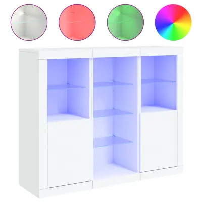 Komoda - Predalnik z LED diodami 3 kosi bel inženirski les