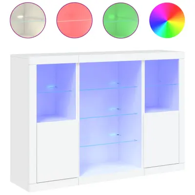 Komoda - Predalnik z LED diodami 3 kosi bel inženirski les