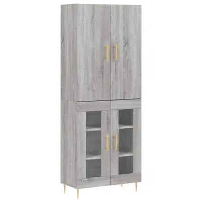 Visoka Komoda - Predalnik siva sonoma 69,5x34x180 cm inženirski les