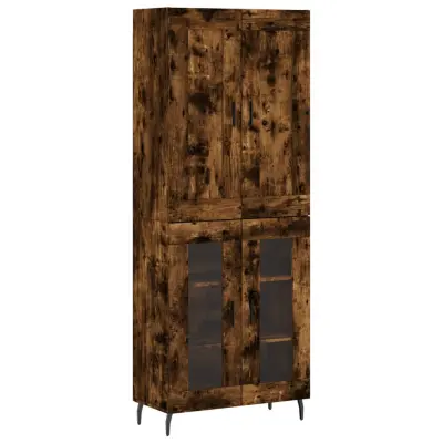 Visoka Komoda - Predalnik dimljen hrast 69,5x34x180 cm inženirski les
