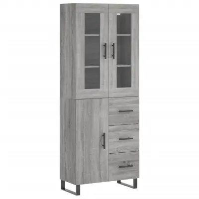 Visoka Komoda - Predalnik siva sonoma 69,5x34x180 cm inženirski les