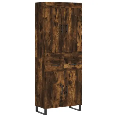 Visoka Komoda - Predalnik dimljen hrast 69,5x34x180 cm inženirski les
