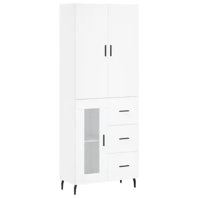 Visoka omara - Komoda - Predalnik bela 69,5x34x180 cm inženirski les
