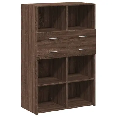 Visoka omara - Komoda - Predalnik rjavi hrast 80x42,5x124 cm inženirski les