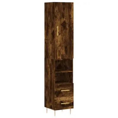 Visoka omara - Komoda - Predalnik dimljeni hrast 34,5x34x180 cm inženirski les
