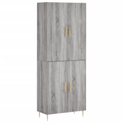 Visoka Komoda - Predalnik siva sonoma 69,5x34x180 cm inženirski les