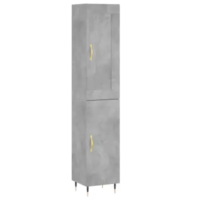 Visoka omara - Komoda - Predalnik betonsko siva 34,5x34x180 cm inženirski les