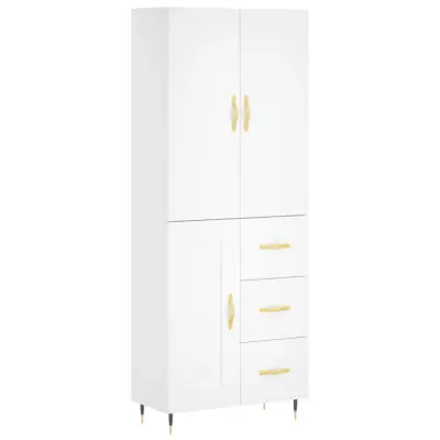 Visoka omara - Komoda - Predalnik bela 69,5x34x180 cm inženirski les