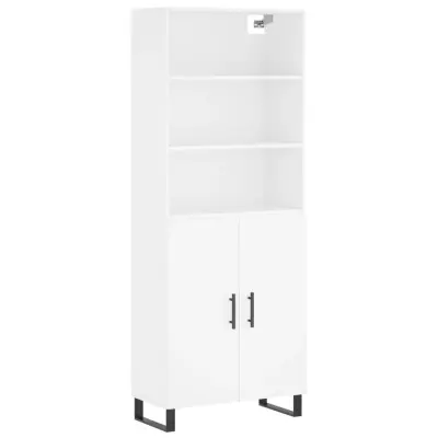 Visoka omara - Komoda - Predalnik bela 69,5x34x180 cm inženirski les