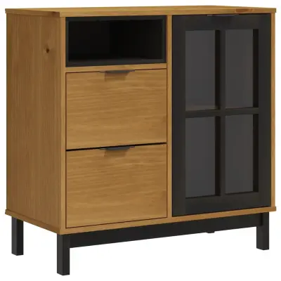Komoda - Predalnik s steklenimi vrati FLAM 80x40x80 cm trdna borovina