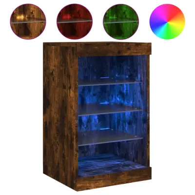 Komoda - Predalnik z LED lučkami dimljen hrast 41x37x67 cm