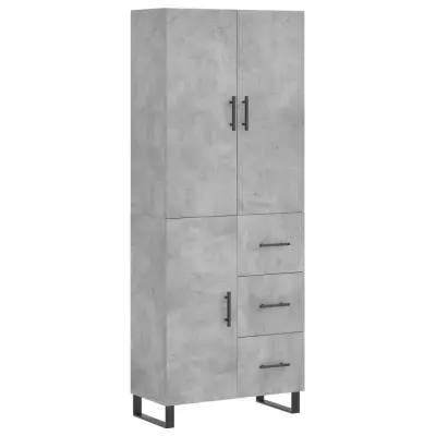Visoka Komoda - Predalnik betonsko siva 69,5x34x180 cm inženirski les