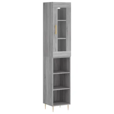 Visoka omara - Komoda - Predalnik siva sonoma 34,5x34x180 cm inženirski les