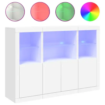 Komoda - Predalnik z LED diodami 3 kosi bel inženirski les