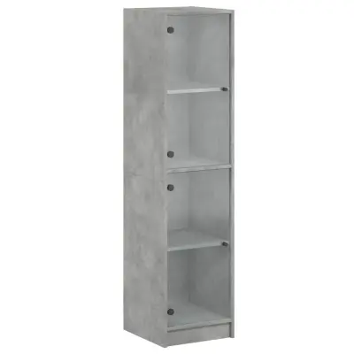 Visoka omara - Komoda - Predalnik s steklenimi vrati betonsko siva 35x37x142 cm