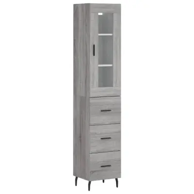Visoka omara - Komoda - Predalnik siva sonoma 34,5x34x180 cm inženirski les