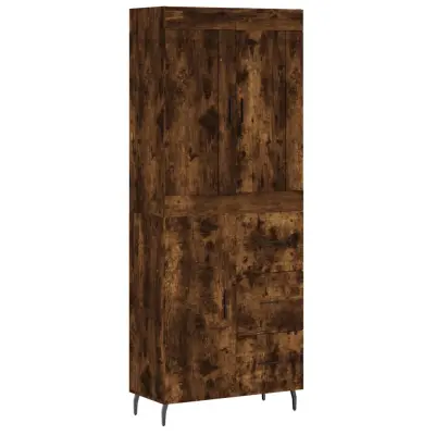 Visoka Komoda - Predalnik dimljen hrast 69,5x34x180 cm inženirski les