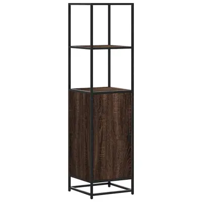 Visoka omara - Komoda - Predalnik rjavi hrast 35,5x35x139 cm inž. les in kovina