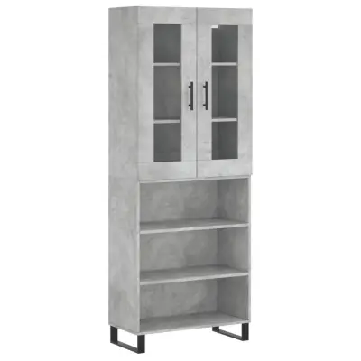 Visoka Komoda - Predalnik betonsko siva 69,5x34x180 cm inženirski les