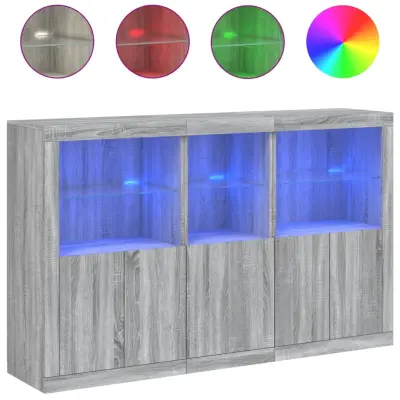 Komoda - Predalnik z LED lučkami siva sonoma 162x37x100 cm