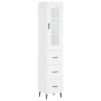 Visoka omara - Komoda - Predalnik bela 34,5x34x180 cm inženirski les