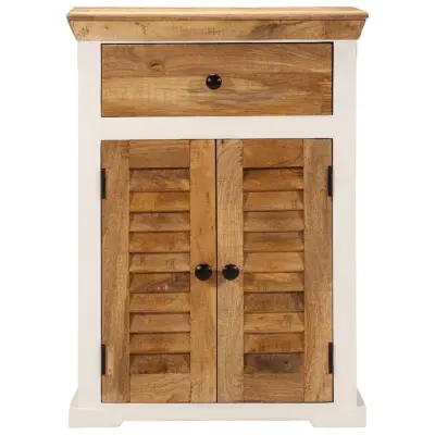 Komoda - Predalnik bela in rjava 55x30x73 cm trden robusten mangov les