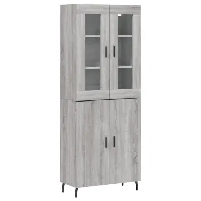 Visoka Komoda - Predalnik siva sonoma 69,5x34x180 cm inženirski les