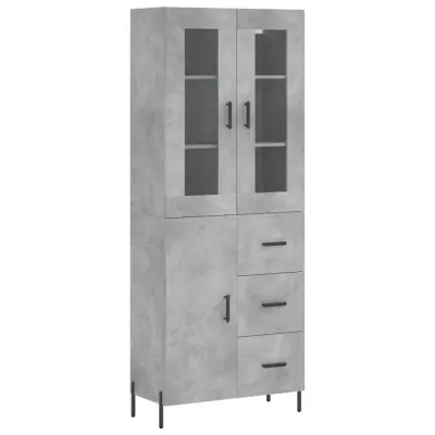 Visoka Komoda - Predalnik betonsko siva 69,5x34x180 cm inženirski les