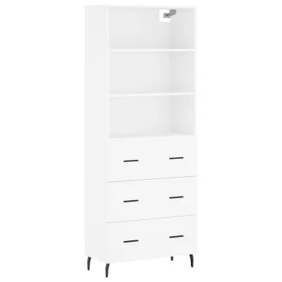 Visoka omara - Komoda - Predalnik bela 69,5x34x180 cm inženirski les