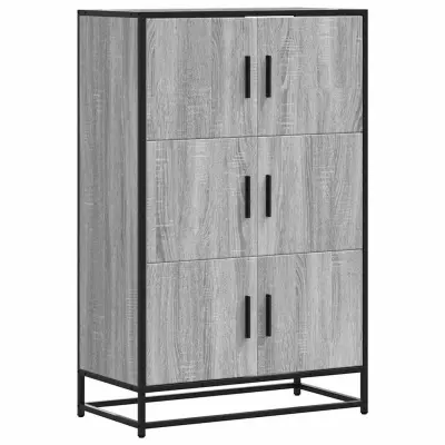 Visoka omara - Komoda - Predalnik siva sonoma 68x35x106,5 cm inž. les in kovina