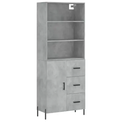 Visoka Komoda - Predalnik betonsko siva 69,5x34x180 cm inženirski les