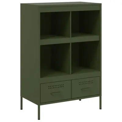 Visoka omara - Komoda - Predalnik olivno zelena 68x39x101,5 cm jeklo