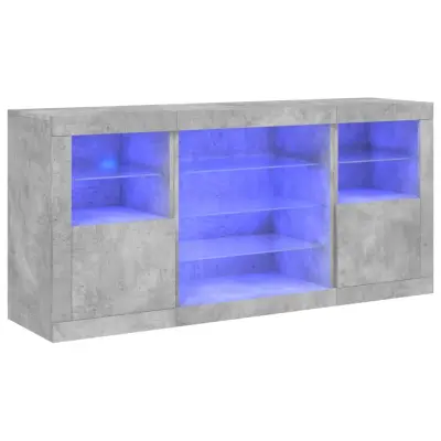 Komoda - Predalnik z LED lučkami betonsko siva 142,5x37x67 cm