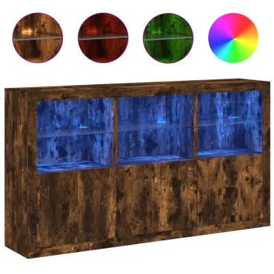 Komoda - Predalnik z LED lučkami dimljen hrast 181,5x37x100 cm