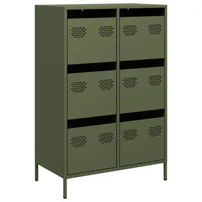 Visoka omara - Komoda - Predalnik olivno zelena 68x39x101,5 cm jeklo
