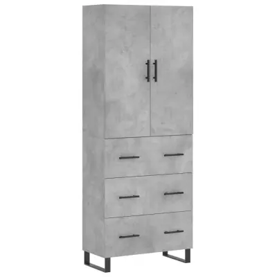 Visoka Komoda - Predalnik betonsko siva 69,5x34x180 cm inženirski les