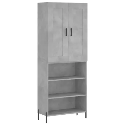 Visoka Komoda - Predalnik betonsko siva 69,5x34x180 cm inženirski les